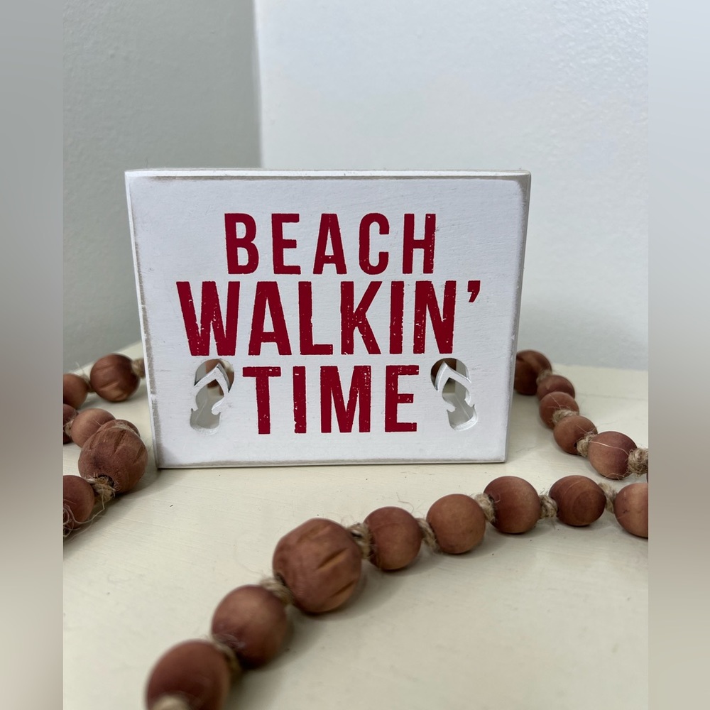 Brand New-Beach Walk-in Time Wood Art Sign